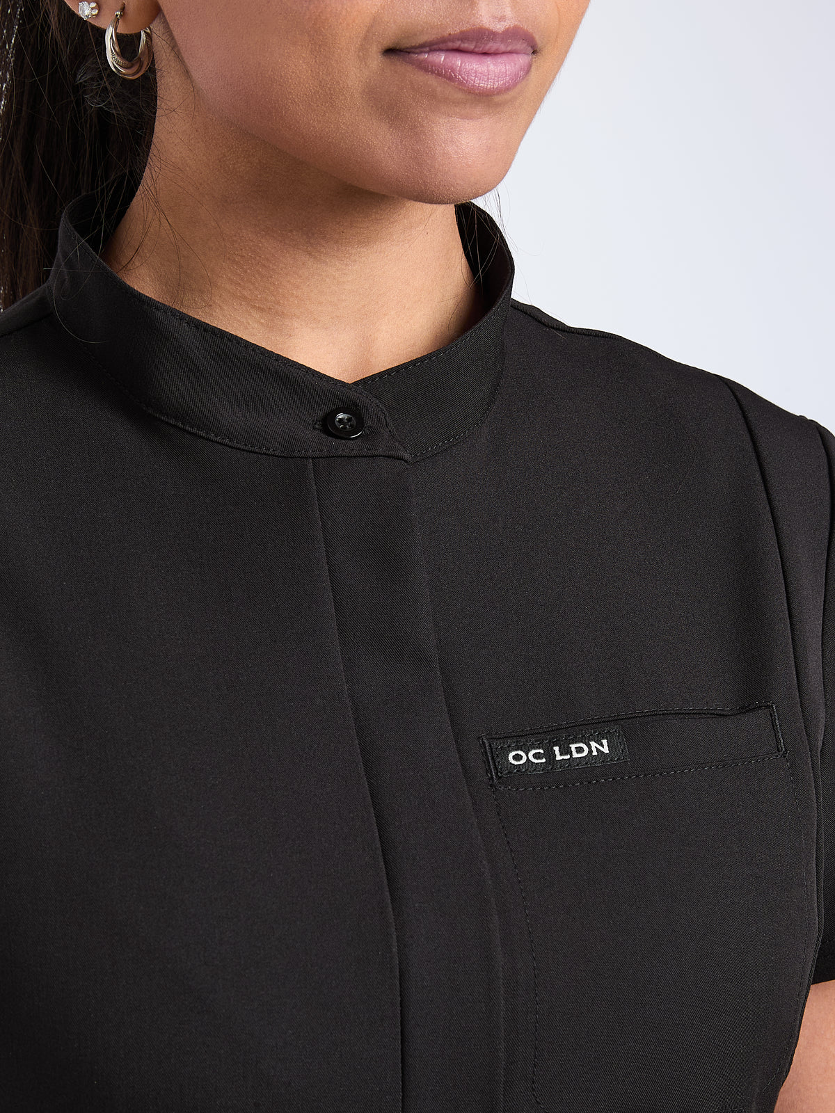 Women's Mandarin Scrub Top - Midnight Black, Women's Mandarin Scrub Top - Midnight Black
