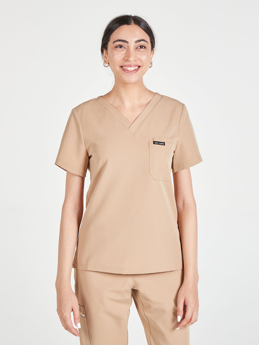 Women's Classic Scrub Top - Coffee Cream