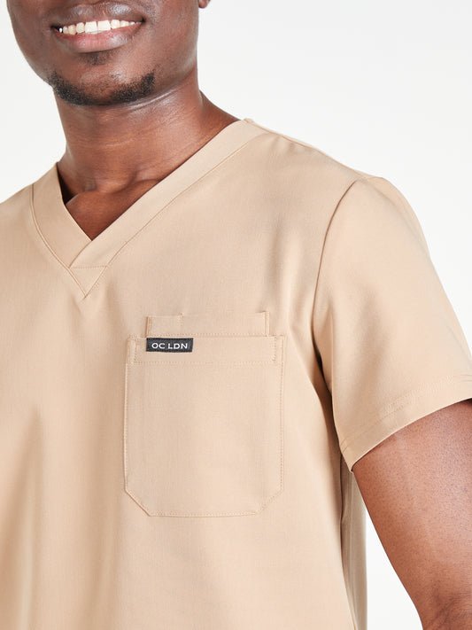 Men's Luna Scrub Top - Coffee Cream