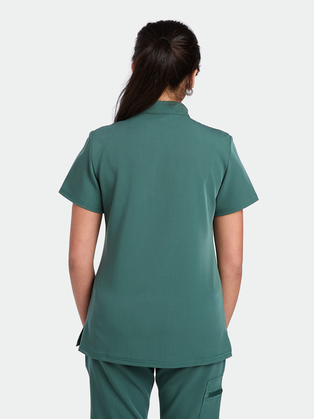 Women's Mandarin Scrub Top - Forest Green, Women's Mandarin Scrub Top - Forest Green