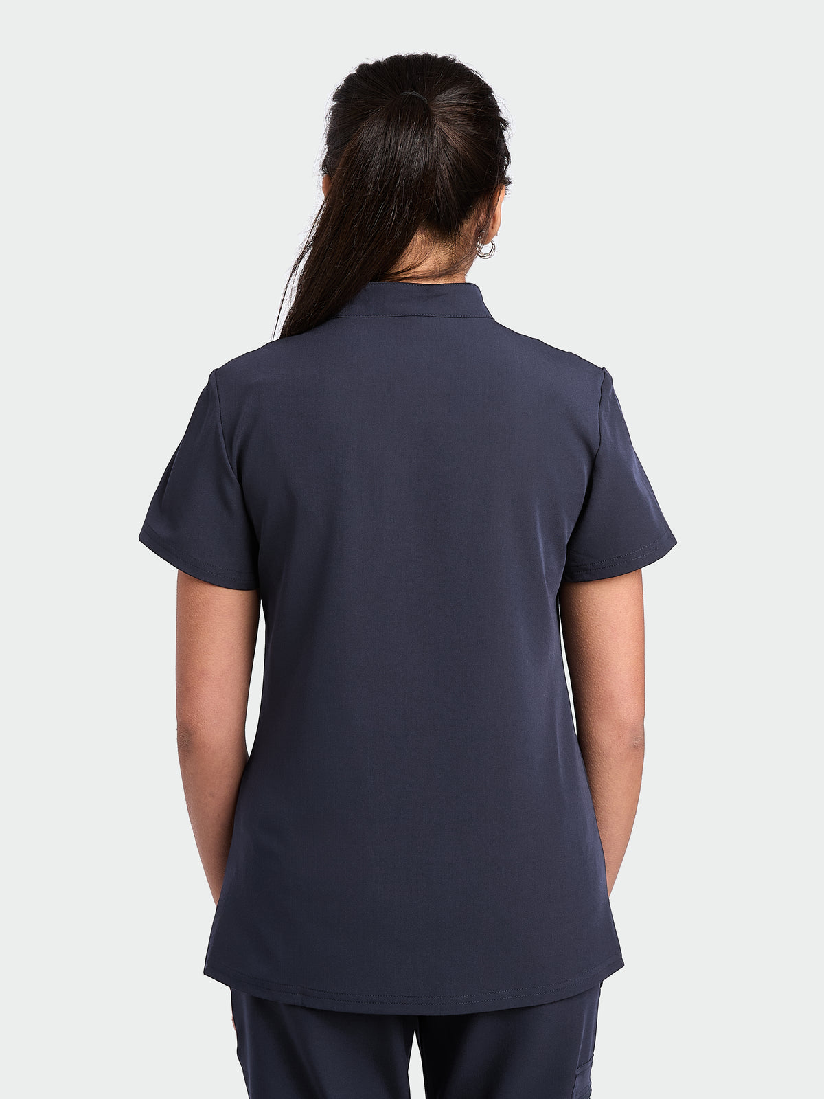 Women's Mandarin Scrub Top - Navy Blue, Women's Mandarin Scrub Top - Navy Blue