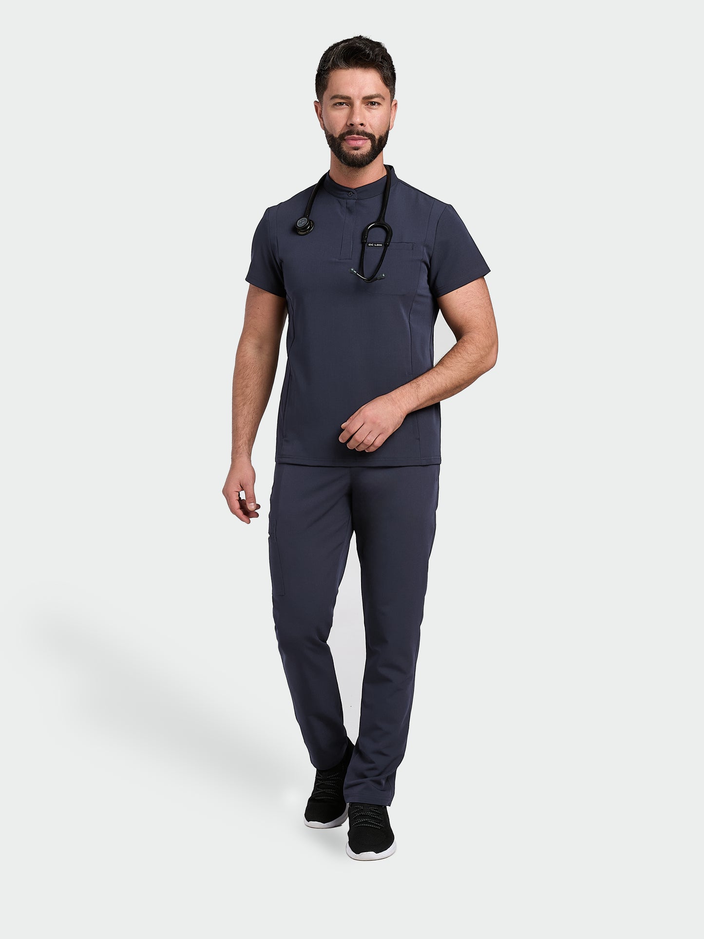 Men's Mandarin Scrub Top - Navy Blue