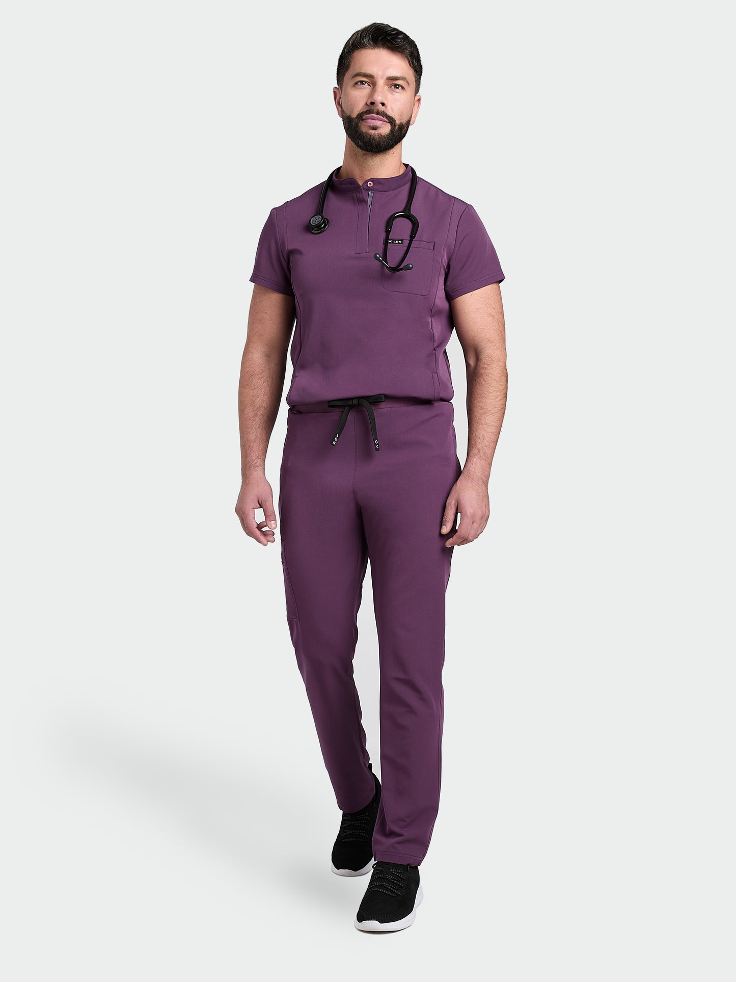 Men's Mandarin Scrub Top - Wild Plum