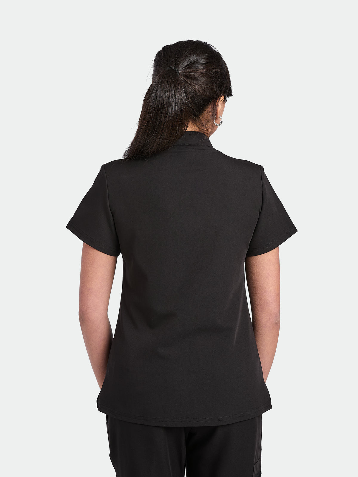 Women's Mandarin Scrub Top - Midnight Black, Women's Mandarin Scrub Top - Midnight Black