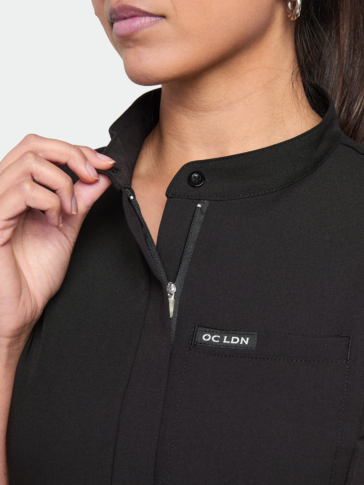 Women's Mandarin Scrub Top - Midnight Black, Women's Mandarin Scrub Top - Midnight Black