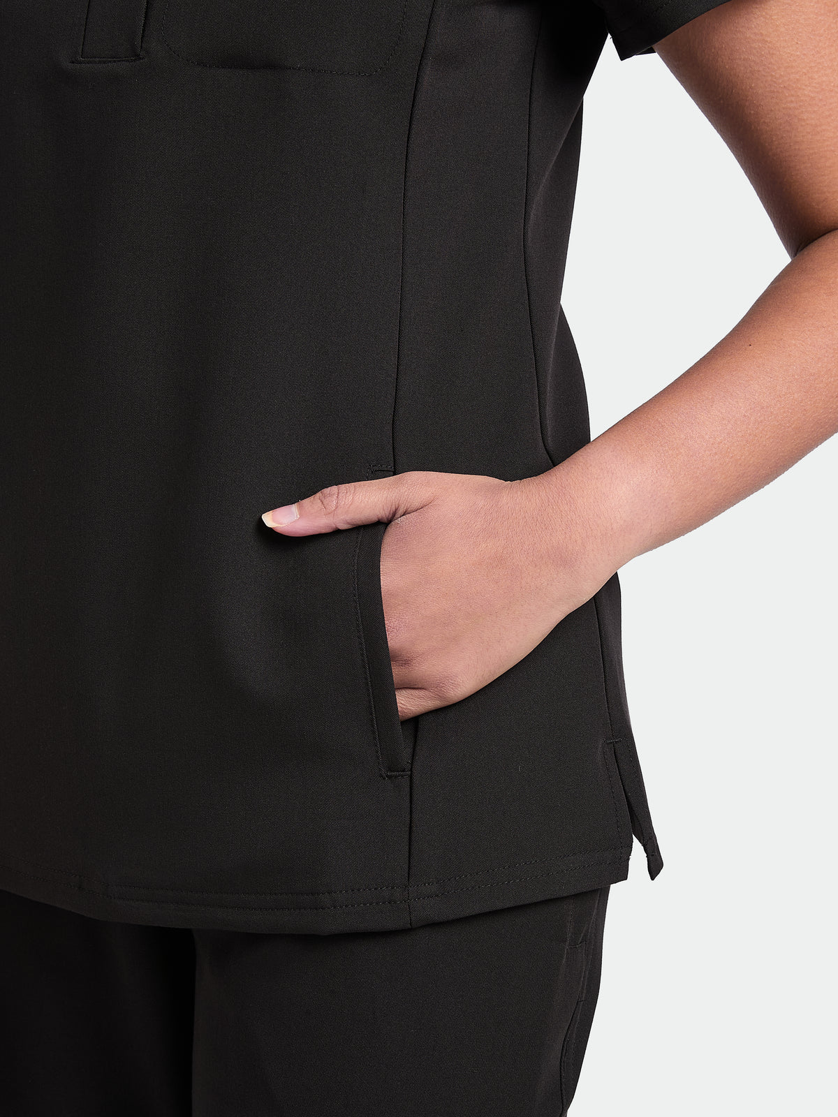 Women's Mandarin Scrub Top - Midnight Black, Women's Mandarin Scrub Top - Midnight Black