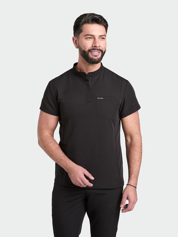 Men's Mandarin Midnight Black scrub top