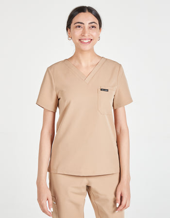 Women's Luna Scrub Top - Coffee Cream