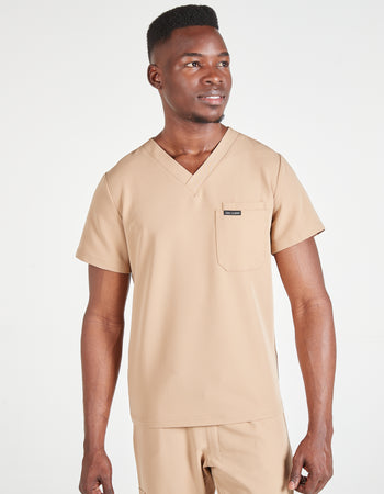 Men's Luna Scrub Top - Coffee Cream