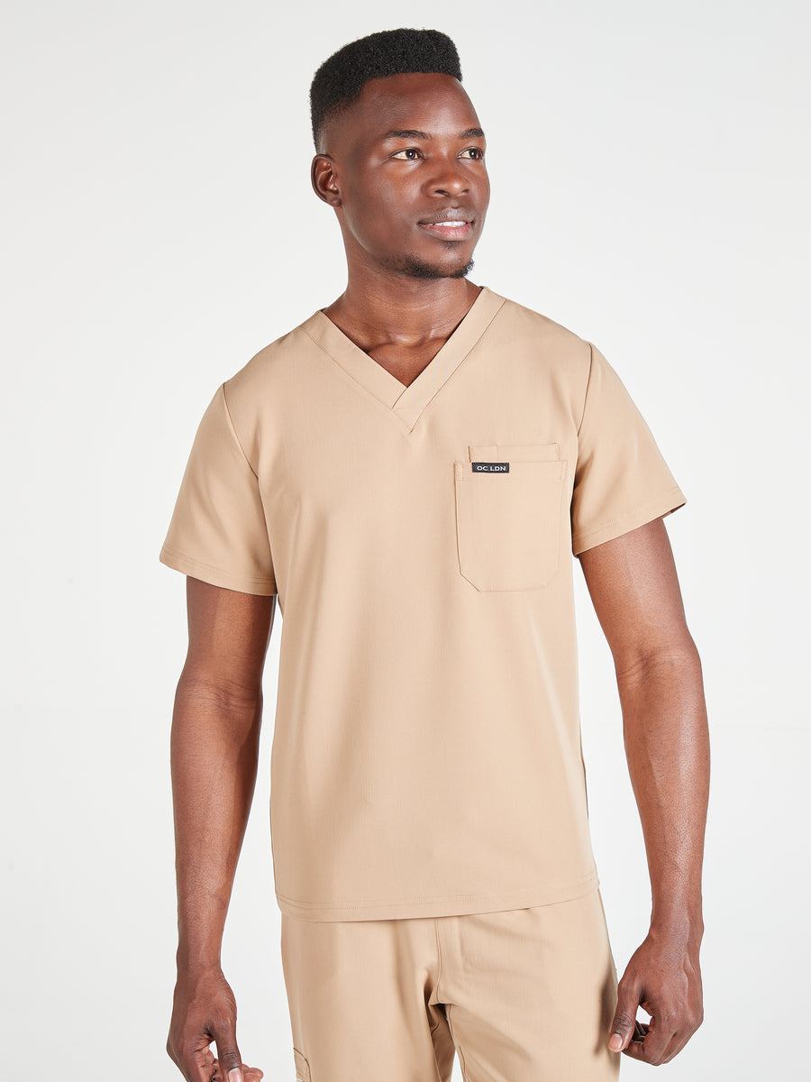 Men's Classic Scrub Top - Coffee Cream