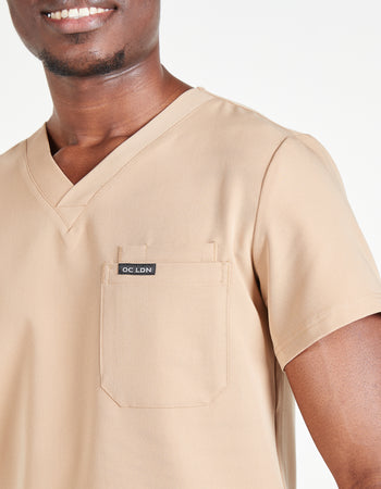 Men's Luna Scrub Top - Coffee Cream
