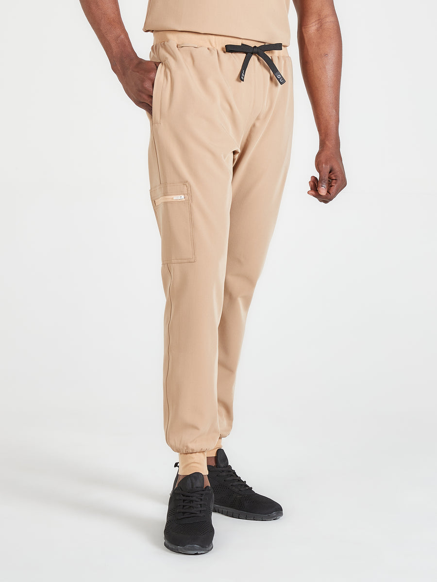 Men's Scrub Joggers - Coffee Cream