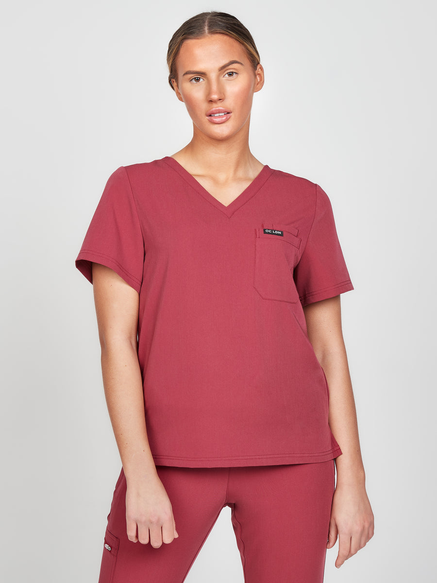 Women's Classic Scrub Top - Cherry Red
