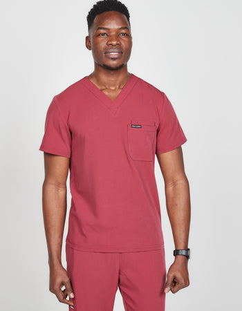 Men's Martis Scrub Top - Cherry Red