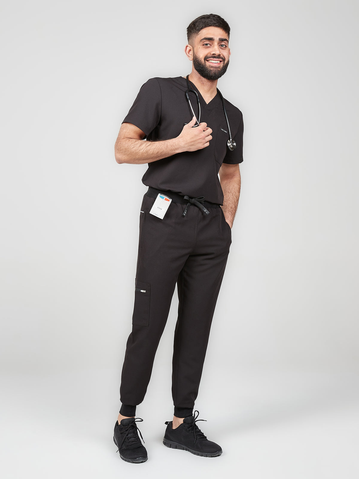 Men's Classic Scrub Top - Midnight Black, Men's Classic Scrub Top - Midnight Black