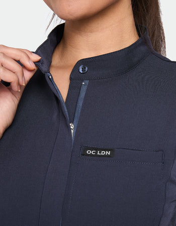 Women's Mandarin Scrub Top - Navy Blue