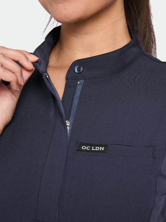 Women's Mandarin Scrub Top - Navy Blue