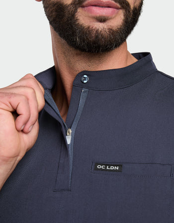 Men's Mandarin Scrub Top - Navy Blue
