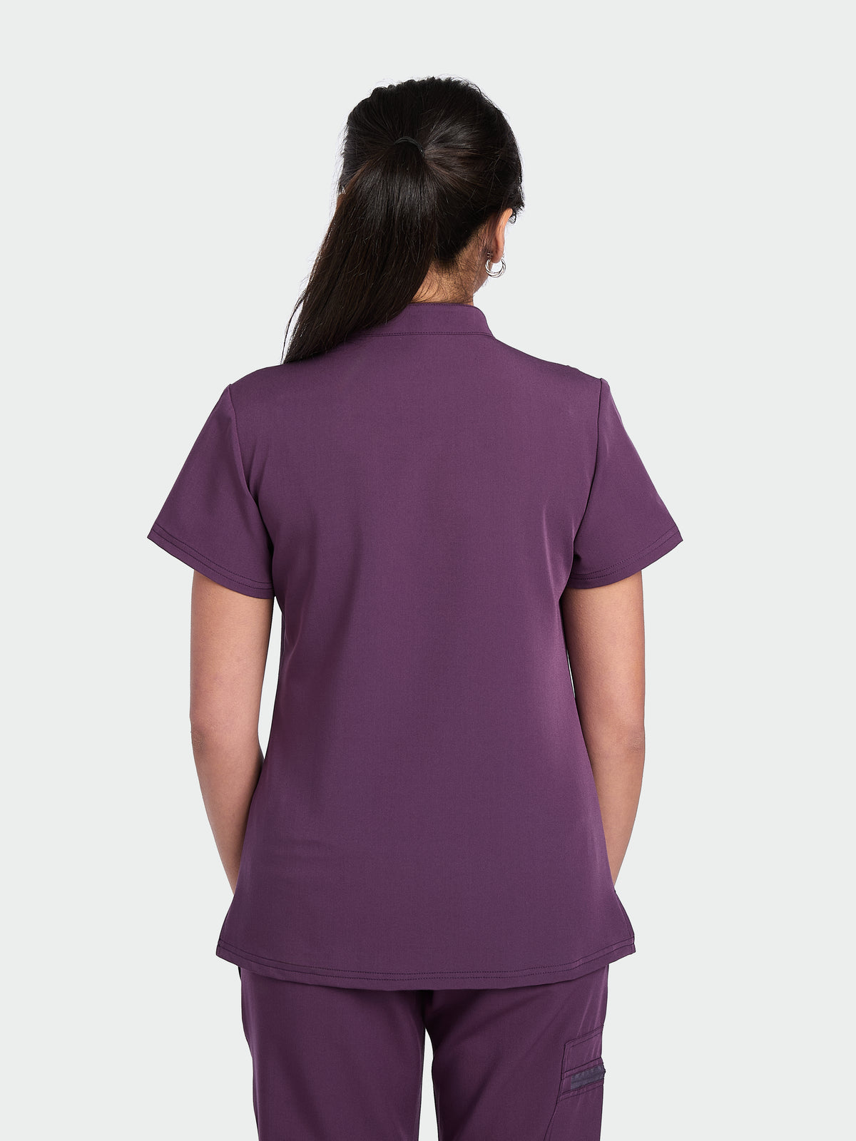 Women's Mandarin Scrub Top - Wild Plum, Women's Mandarin Scrub Top - Wild Plum