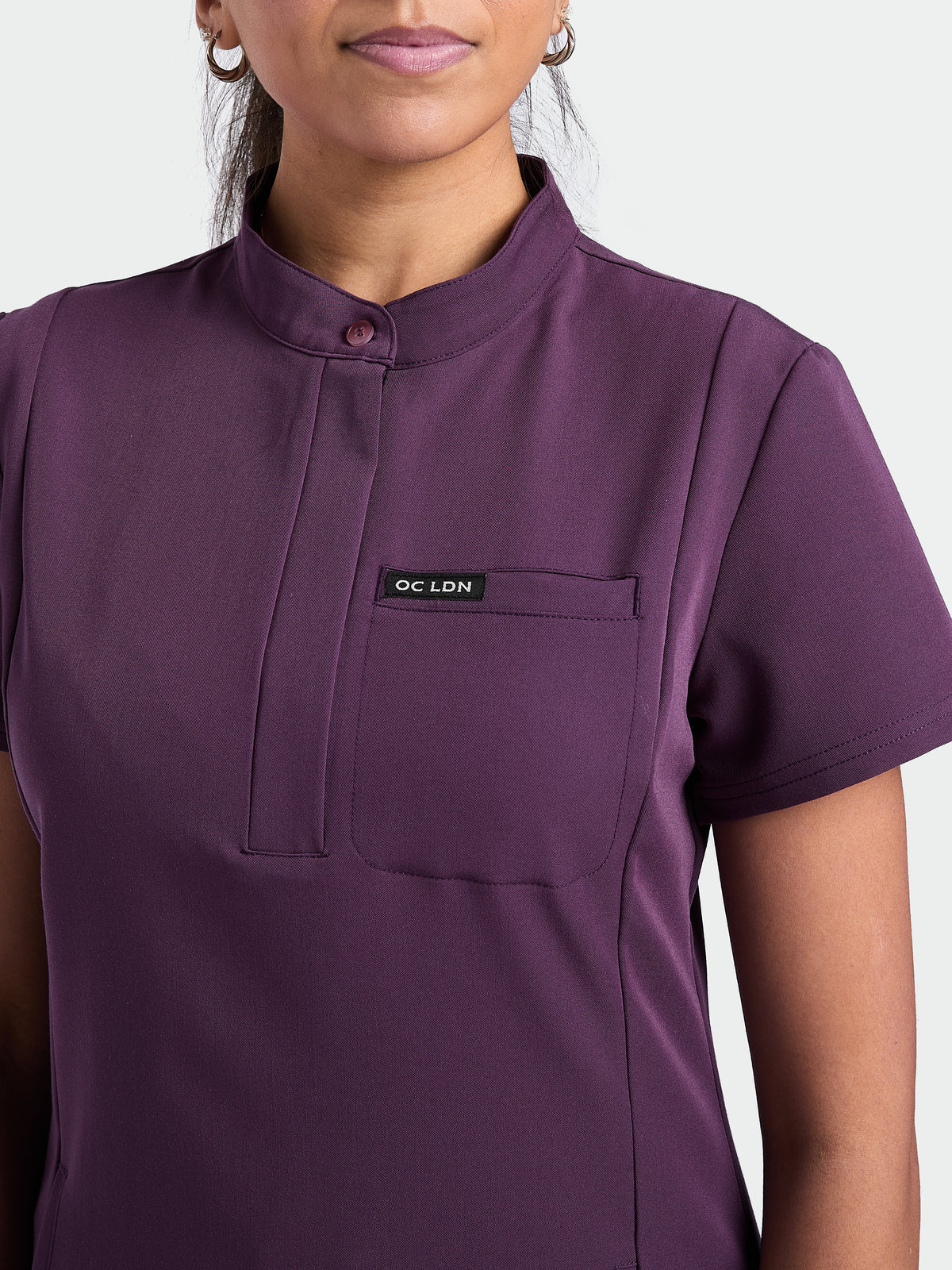 Women's Mandarin Scrub Top - Wild Plum, Women's Mandarin Scrub Top - Wild Plum