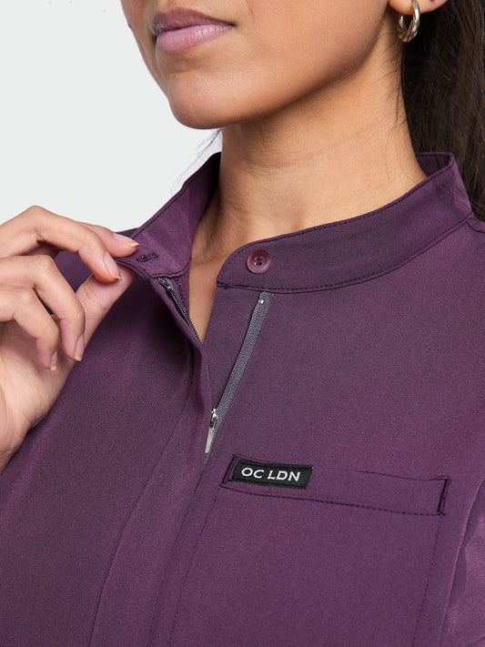 Women's Mandarin Scrub Top - Wild Plum