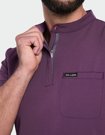 Men's Mandarin Scrub Top - Wild Plum