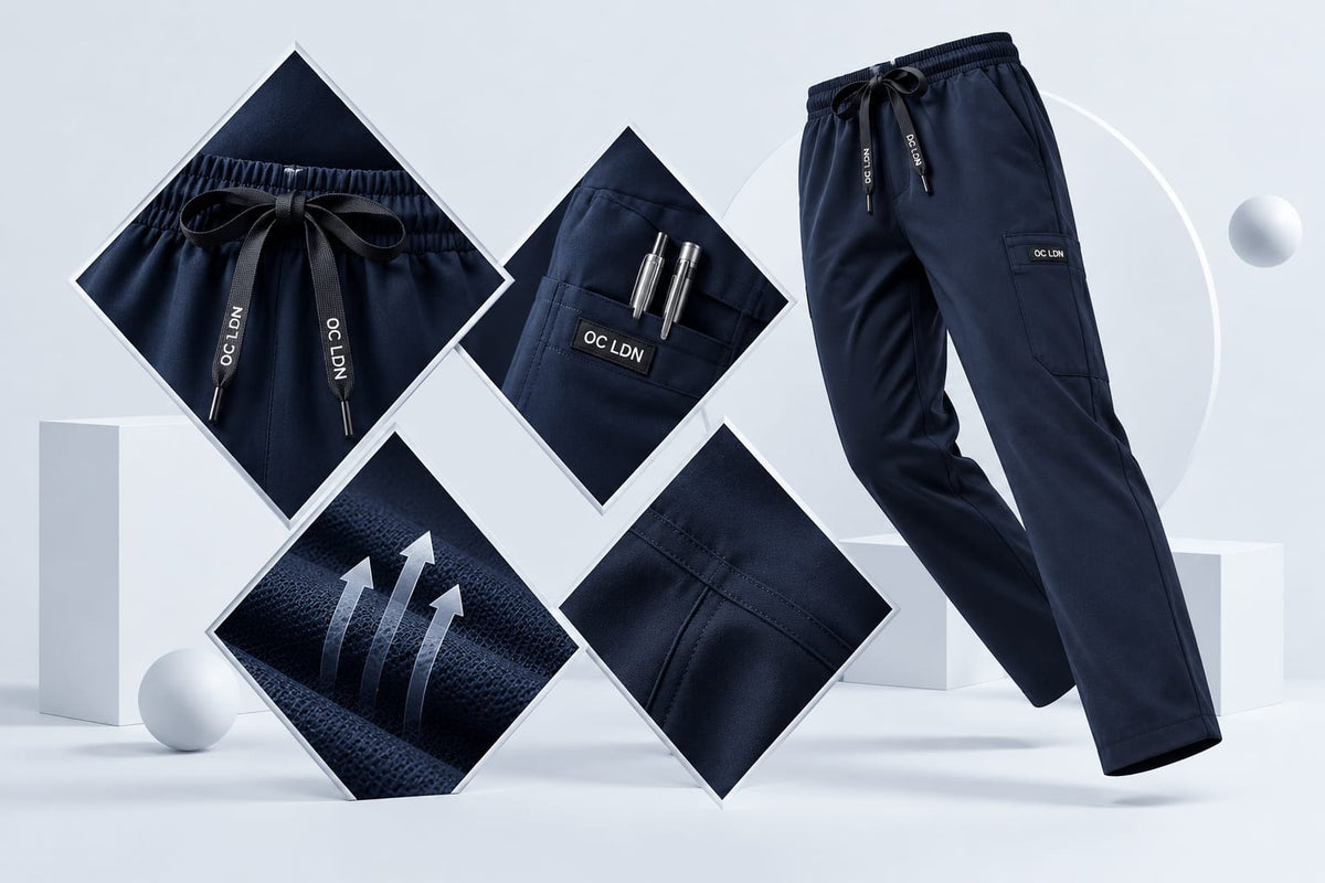 Wear scrub trousers that actually fit properly in the first place.