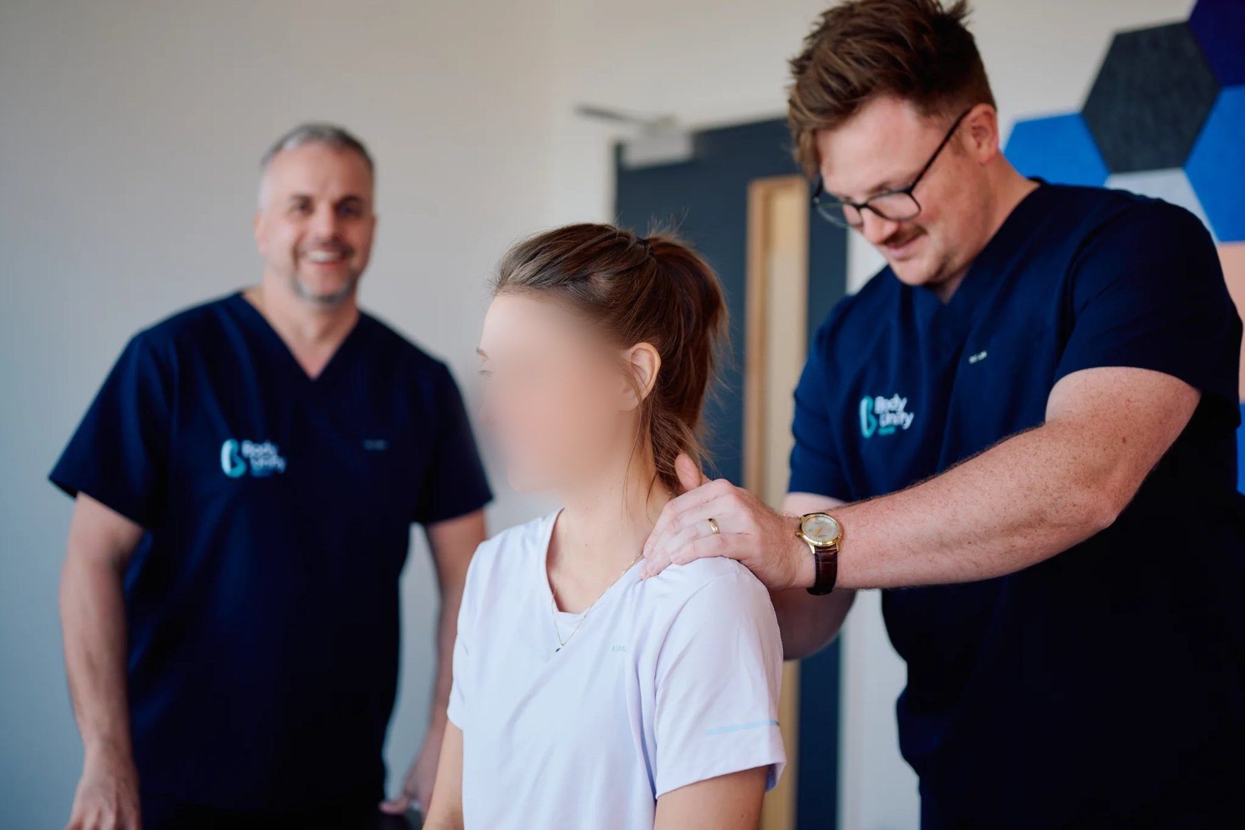Body Unity team in Navy Blue ONCALL scrubs